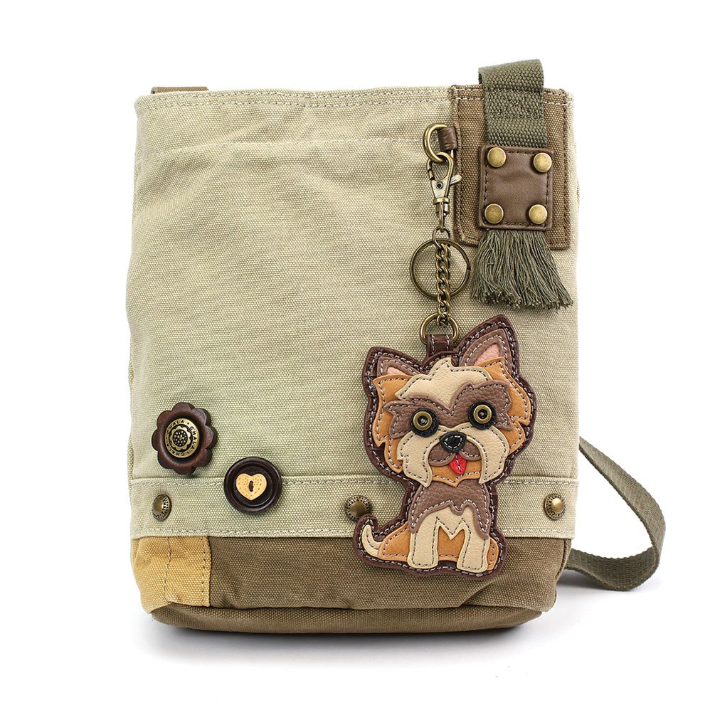 CHALA Patch Cross-Body Women Handbag, Canvas Messenger Bag Olive, Metal Charming Cross - Oliv, Medium — view 43