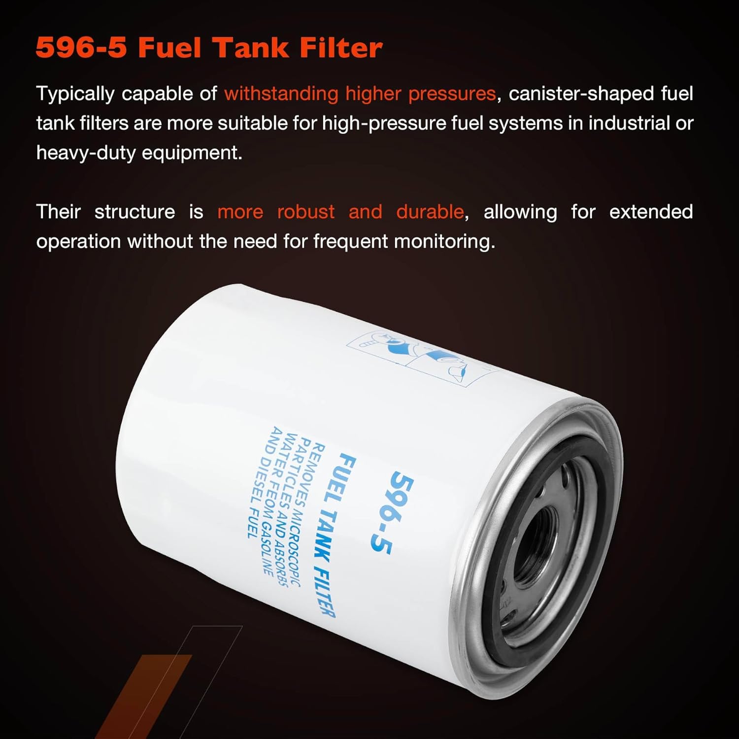Fuel Tank Filter Compatible with Fuel Pumps Transfer Tanks, 10 Micron Diesel Spin-On Filter