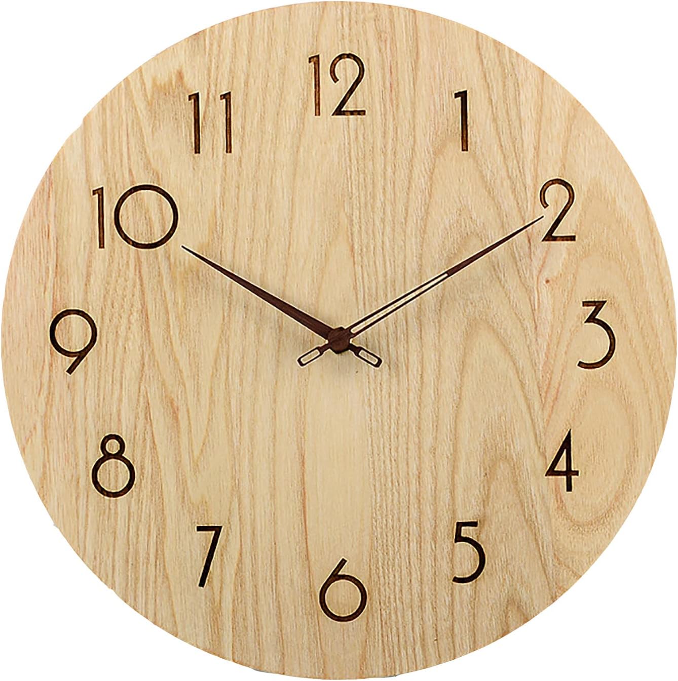 JATIBOSH Rustic Farmhouse Wall Clock 12 Inch Battery Operated Hunging Clock Silent Non Ticking Vintage Wooden Outdoor Clock Home Decor Clock for Pool Garden Patio Office(Battery Not Included)