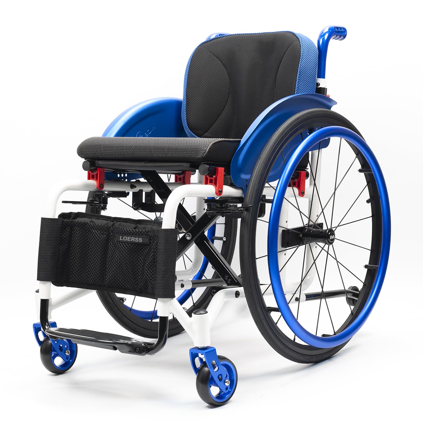 Sedia a rotelle leggera per adulti, pieghevole, con chiusura anti ribaltamento, in lega di alluminio, piccola e compatta, portatile, pieghevole, pesa solo 29 libbre (42 cm/16,5 cm)