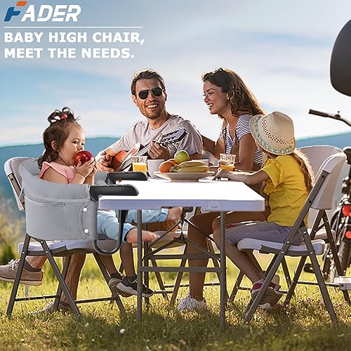 Miniatura 9 de Silla alta para bebé, silla alta con gancho, silla alta portátil para viajes, silla alta para mesa, portátil y plegable, adecuada para la familia y