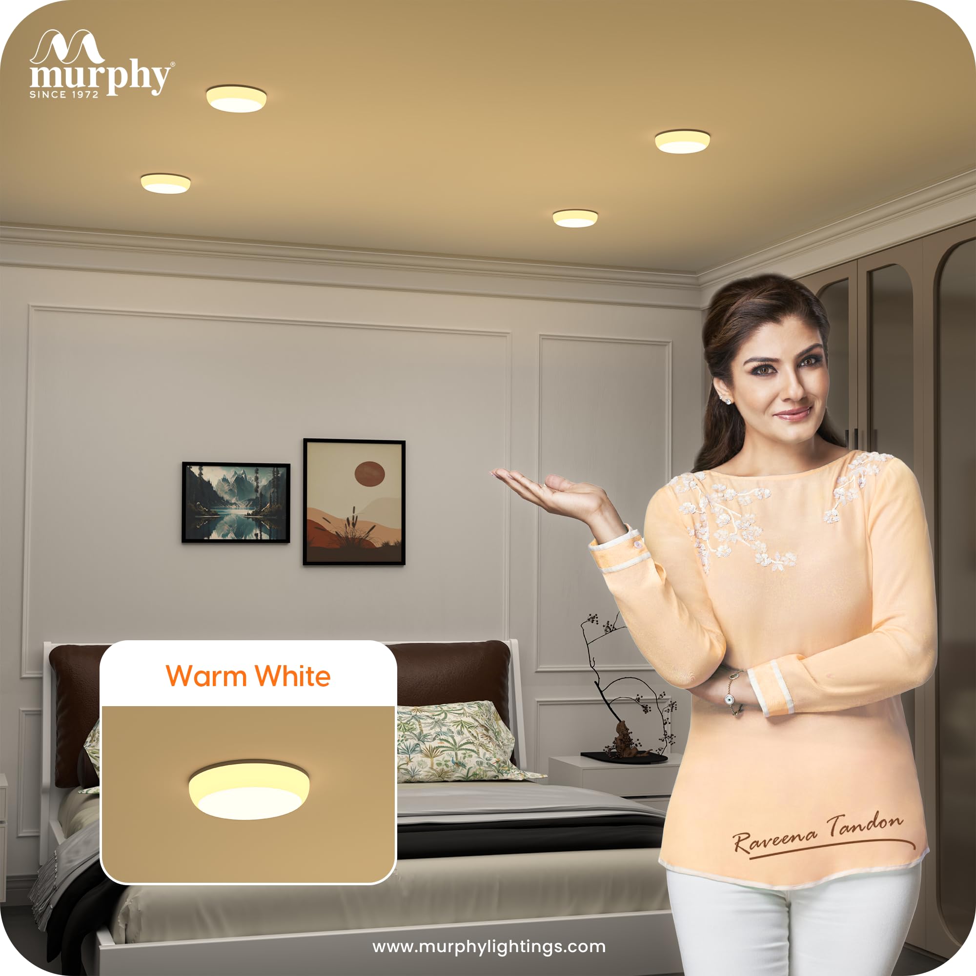 Murphy 2-in-1 7W+7W Double Color Round LED Junction Box Ceiling Light | Cool White + Warm White | High Brightness Energy Saving Indoor Light | 2-Year Warranty | Pack of 20 3
