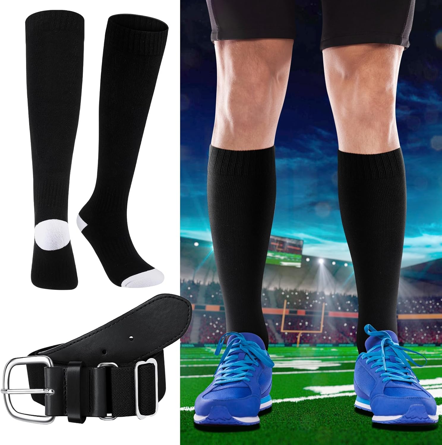 Haysandy Baseball or Softball Sock and Belt Combo Set 2 Cotton Baseball Socks with Belt for Boys Kids Youth Adult - Image 9