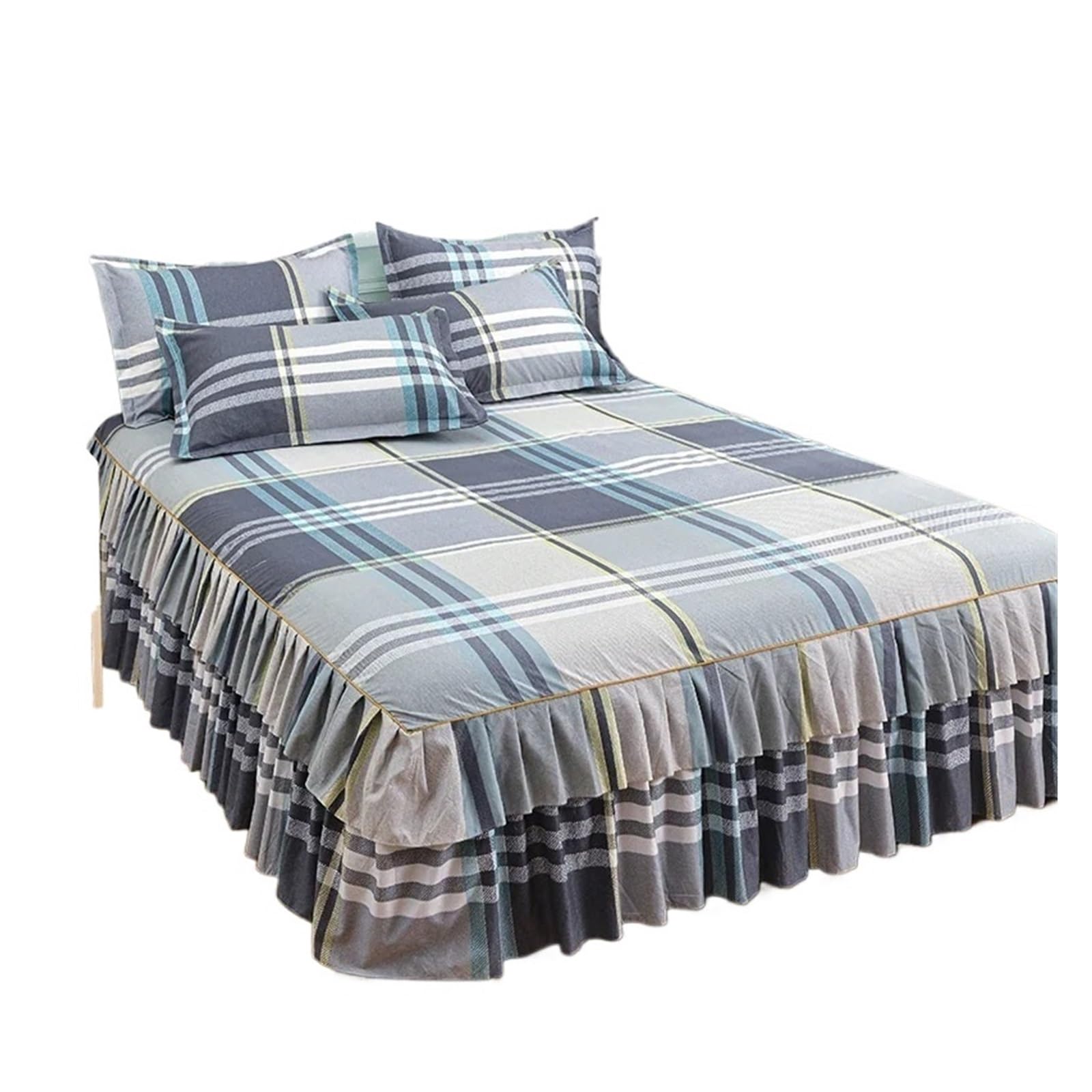Ruffle Skirt Bedspread Home Textile Printed Bed Bedroom Coverlets Bedspreads Sheets Cover Bedding For use in the bedroom(Color-07,180x200x40cm)