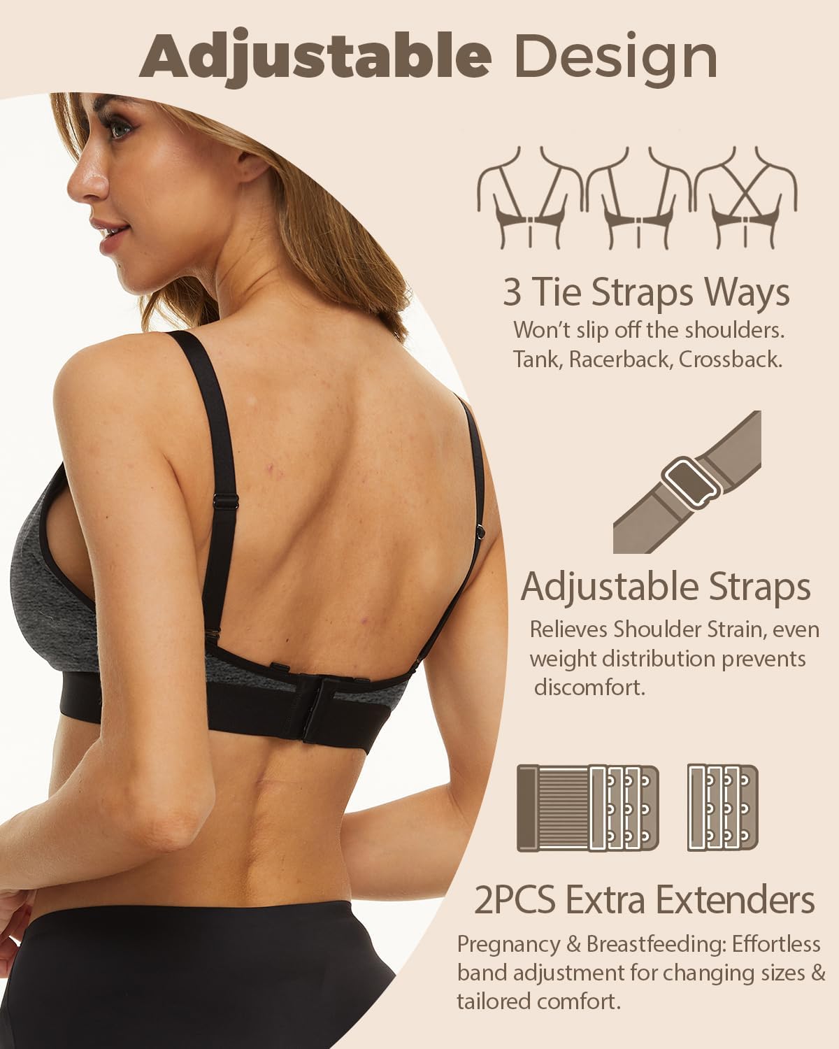 Hands Free Pumping Bra, Adjustable Nursing Bra for Breastfeeding, V Neck Comfortable Bra Fits All Breast Pumps - Image 4