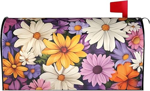 Miniatura 8 de Divertido gnomo de verano para conducir coche y girasol, cubierta magnética para buzón, patrón a cuadros, para decoración del hogar, jardín, 21 x 18