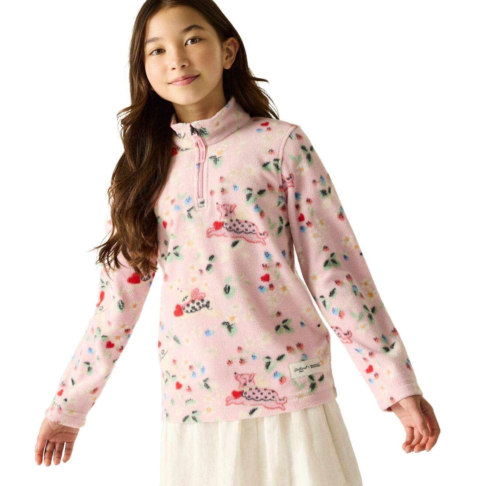 Regatta Pink Puppy Floral Kids Cath Kidston Half Zip Fleece