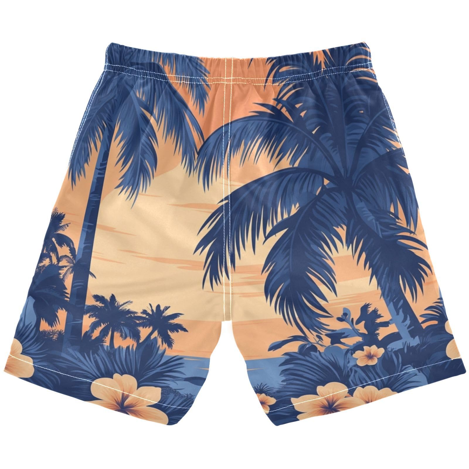 Jucciaco Boys Beach Board Shorts Palm Tree Cool Flower Swim Trunk Teen Swimwear