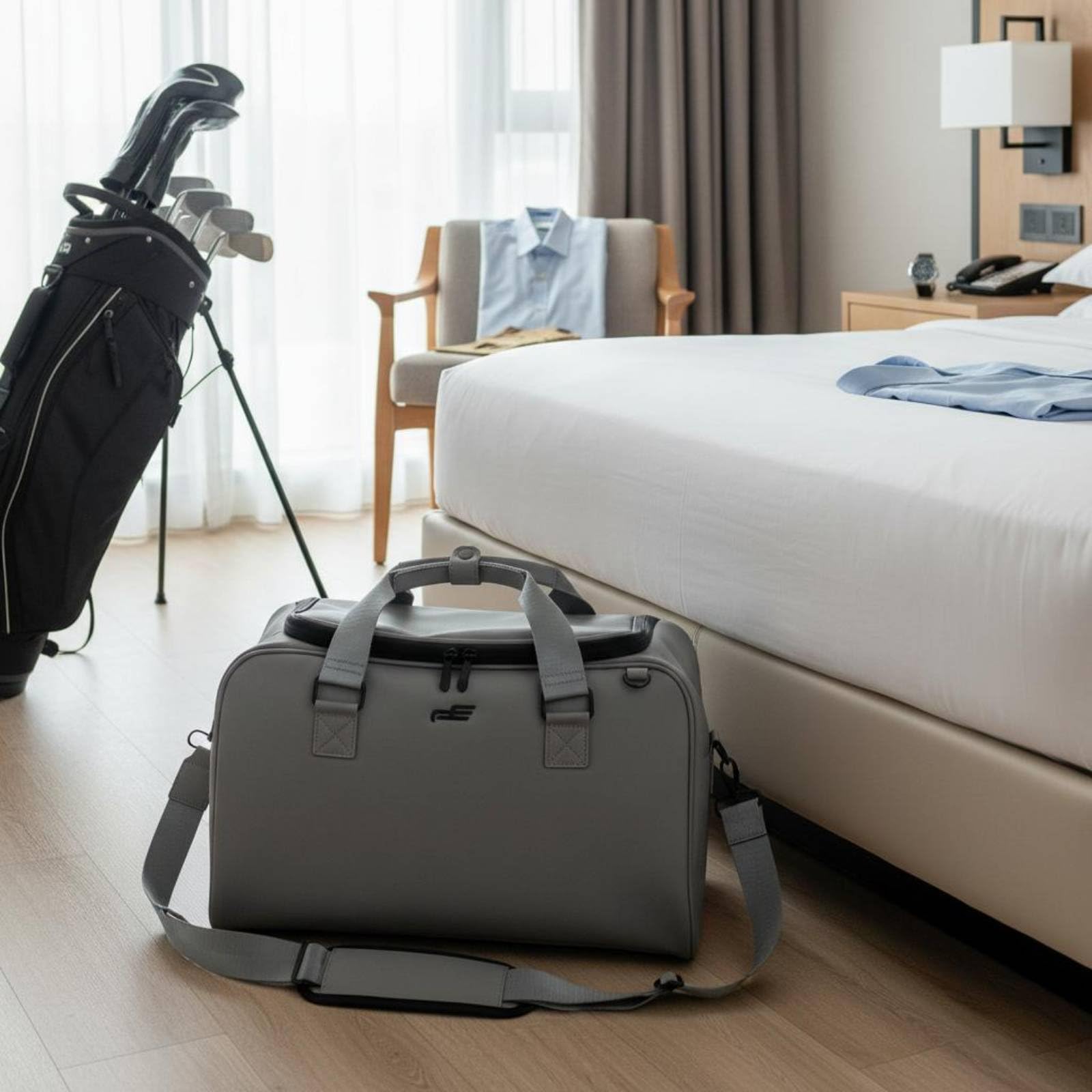 Gralara Golf Organizer Abbigliamento Borsa da Viaggio Borsone Golf Sacca Sportiva con Compartimento Scarpe E Divisorio Amovibile in Pelle Adatto a Trasferte Professionali Weekend Allenamenti Club
