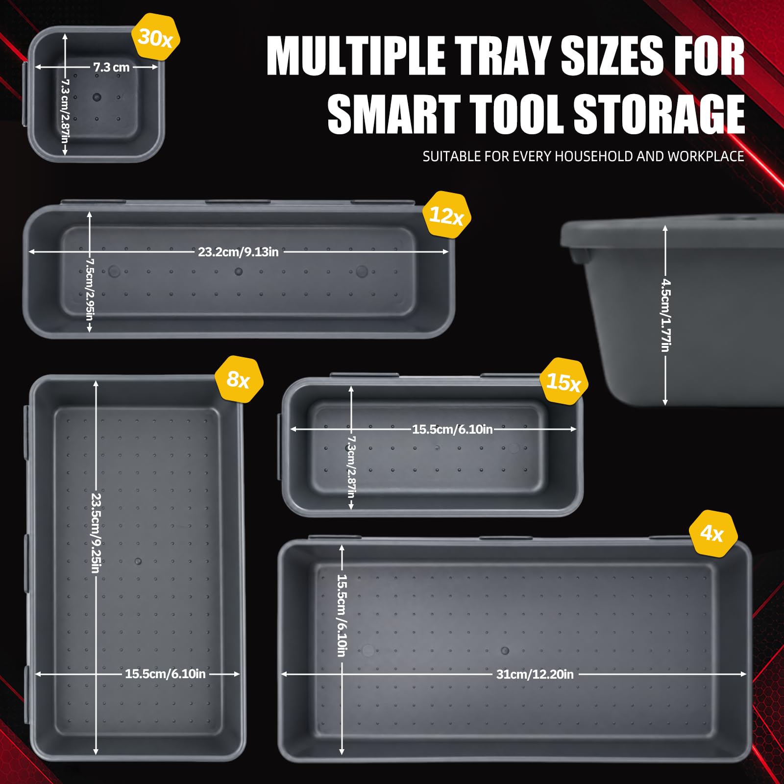 Organisateur de Rangement Tiroir Visserie Atelier 69 Pièces | Rangement des Outils, Drawer Organizer pour Bureau, Salle de Bain, Coiffeuse de Maquillage, Atelier Garage