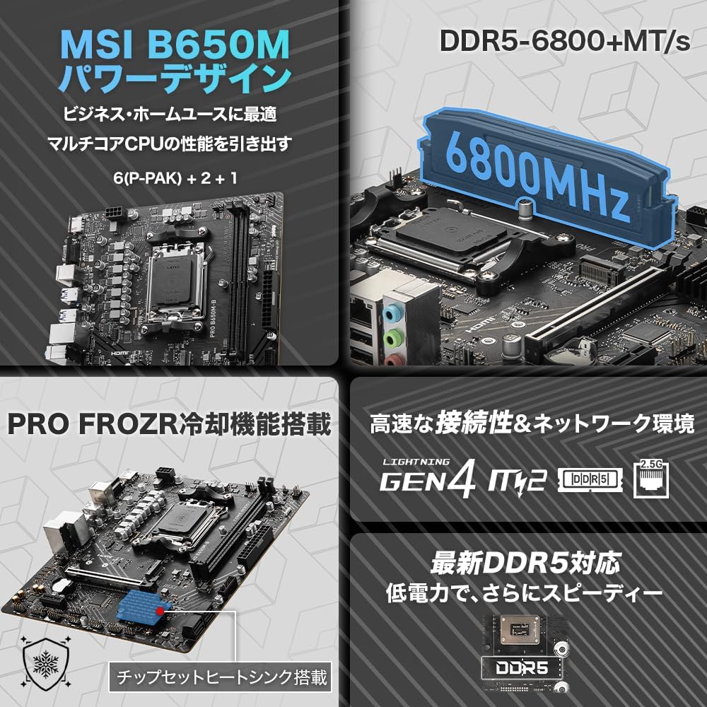 限定】MSI PRO B650M-B AMD Ryzen 9000/8000/7000 シリーズ対応 Socket