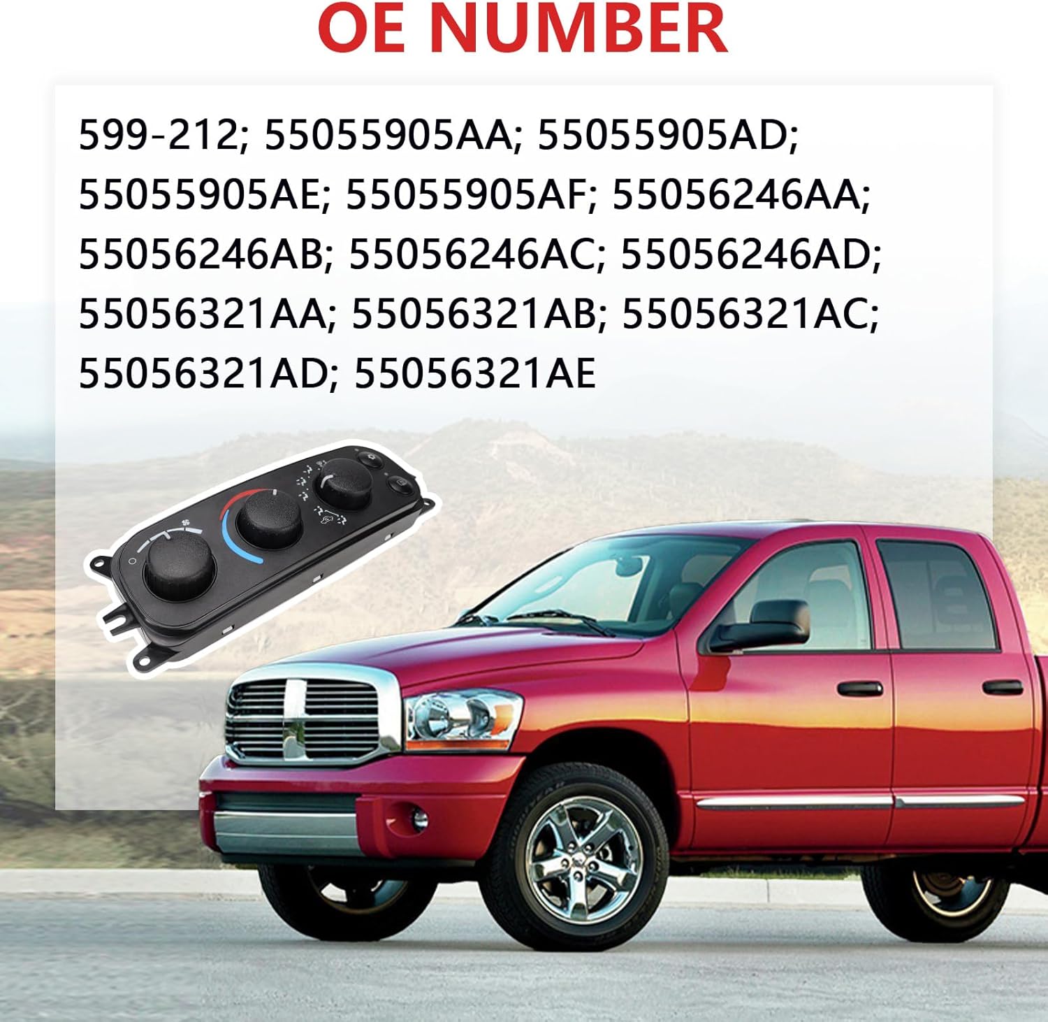 599-212 HVAC A/C Heater Climate Control Module Compatible with Dodge Ram 1500/2500/3500 2002-2005 & Dakota 2001-2004 - Replaces 55055905AA 55055905AD 55055905AE 55055905AF Control Panel