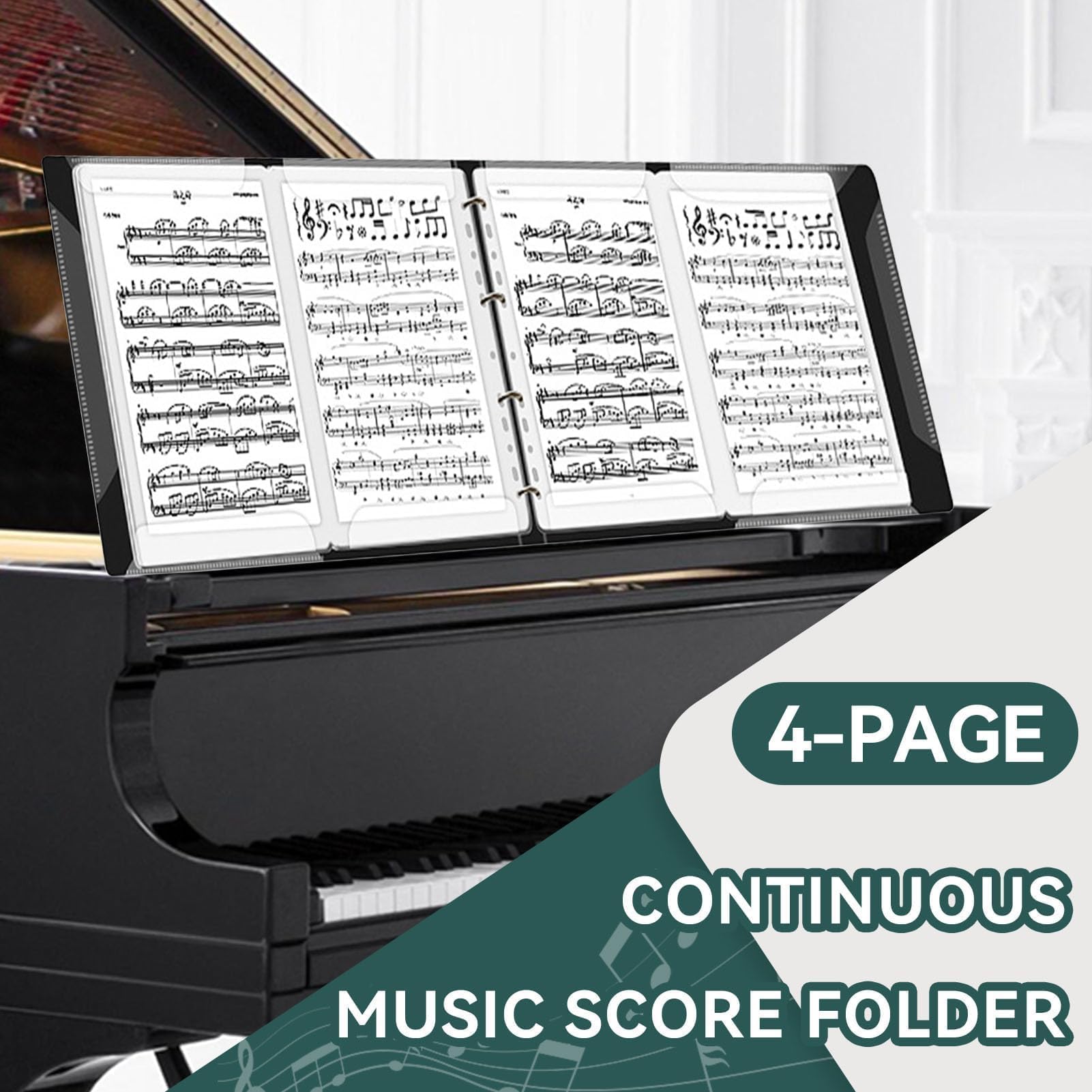 Cartella per spartiti, Raccoglitore per spartiti per pianoforte formato A4 staccabile capacità di 52 pagine espandibile portadocumenti per contenere spartiti e archiviare file