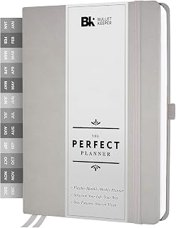 BK UNDATED Yearly Weekly/Monthly Planner 2025-26 Daily Planner Agenda & Personal Organizer to Increase Productivity, Academic Planner w/Sticker Set. A5 (5.8 x 8.3) - Gray Hardcover