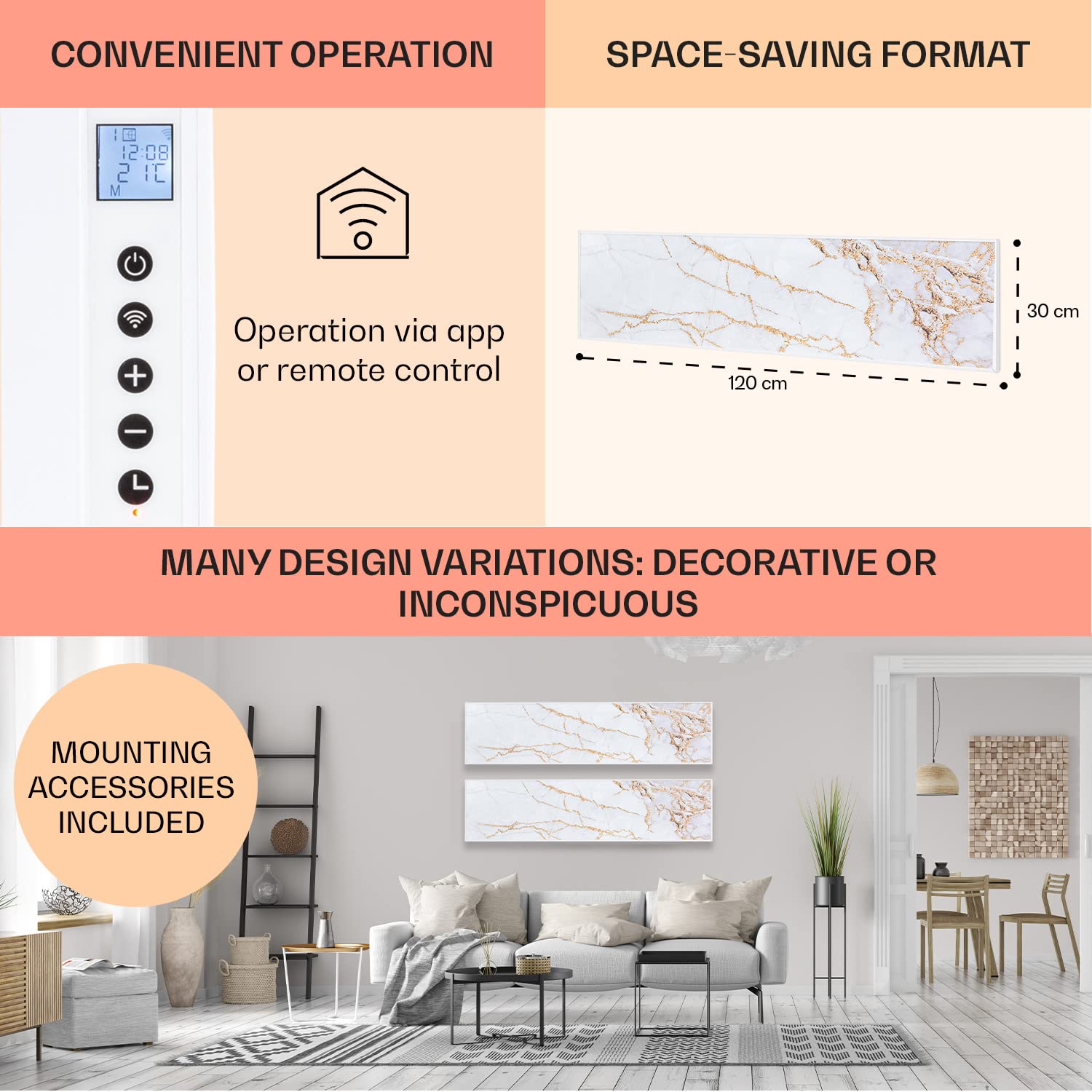 Klarstein Smart Infrared Heater, 350W Infrared Panel Heater, Bathroom  Electric Heater w/IoT/WiFi App Control, Electric Heater Wall Mounted,  CO2-Free Wall Mounted Electric Heater for Home Low Energy : Amazon.co.uk:  DIY u0026 Tools