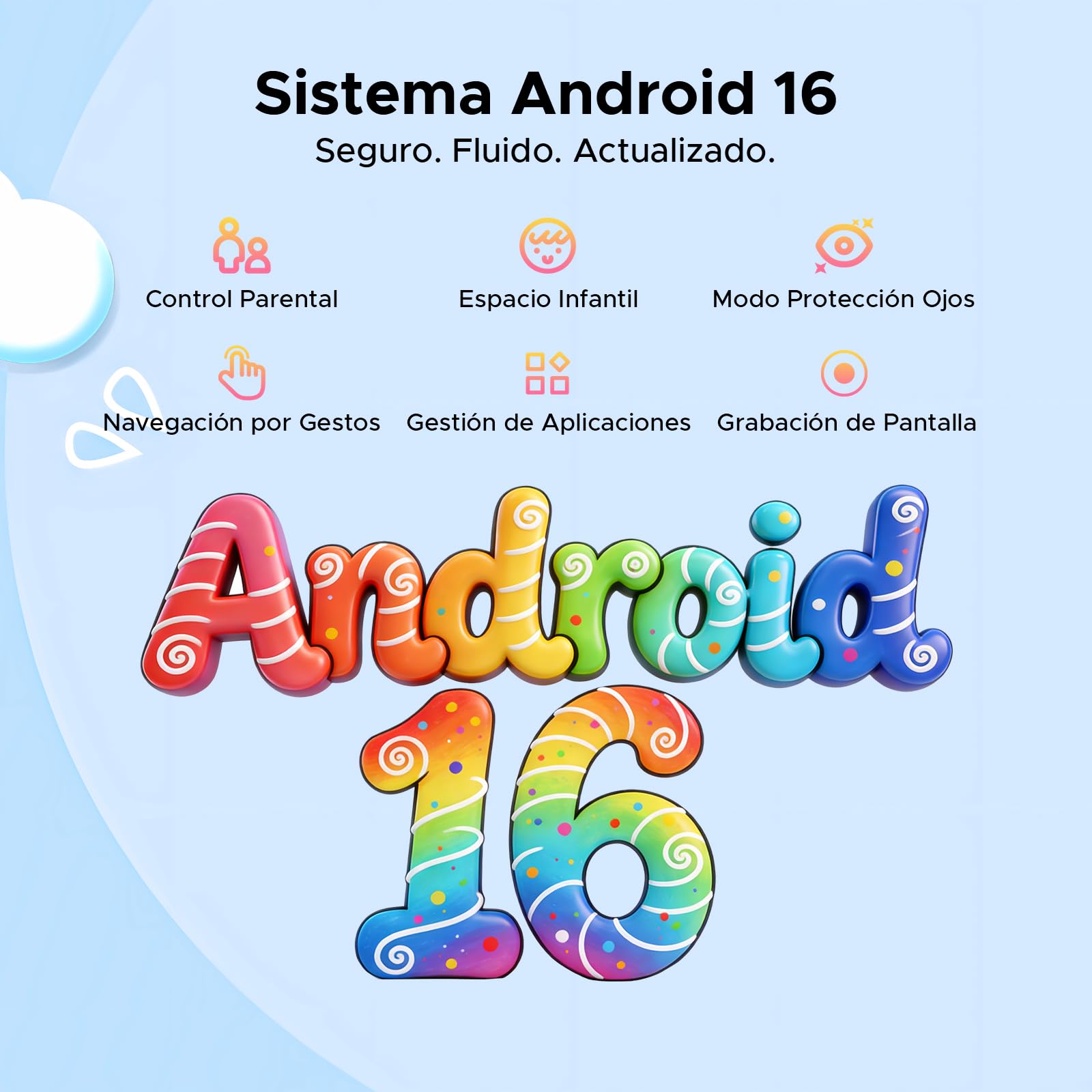 P10 Kid Tablet para Niños 10 pulgada, Tableta Infantil Android 16 Con Gemini AI, 90Hz, 32GB RAM+64GB ROM, 7000mAH, 5G WiFi, Face ID, OTG, GPS, Tablets con lapiz, Tablet para niños de 7 a 10 años, Azul