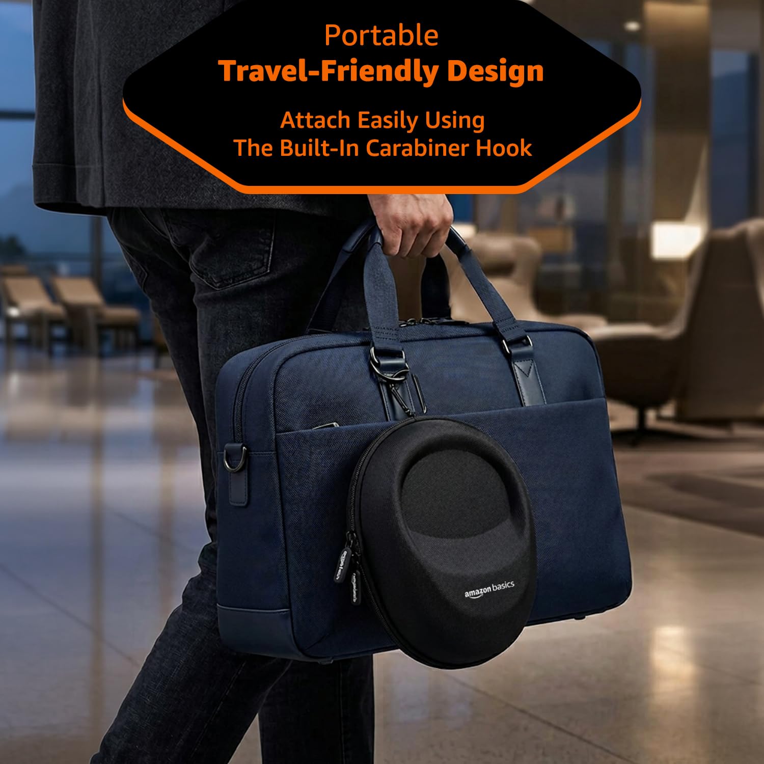 Amazon Basics Hard Shell EVA Headphone Carrying Case for Universal Oversized Over-Ear Headset, Shockproof, Water Repellent, Anti-Pressure Portable Protective Pouch/Storage Bag, Black 4