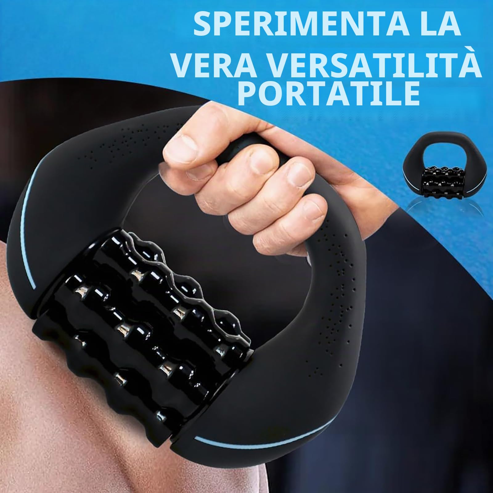 Massaggiatore Elettrico a Rullo Manuale, 3 Livelli Di Intensità,Recupero Muscolare & Tessuti Profondi, per Schiena, Collo e Gambe