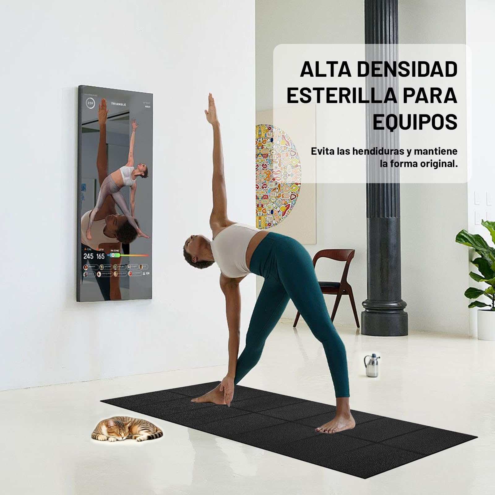 Esterilla de protección para Equipo de Ejercicio, Estera Fitness plegable 200*90cm, Suelo para gimnasio en casa 6mm para bicicletas estáticas, cinta de correr, Resistente Alfombrilla Protect