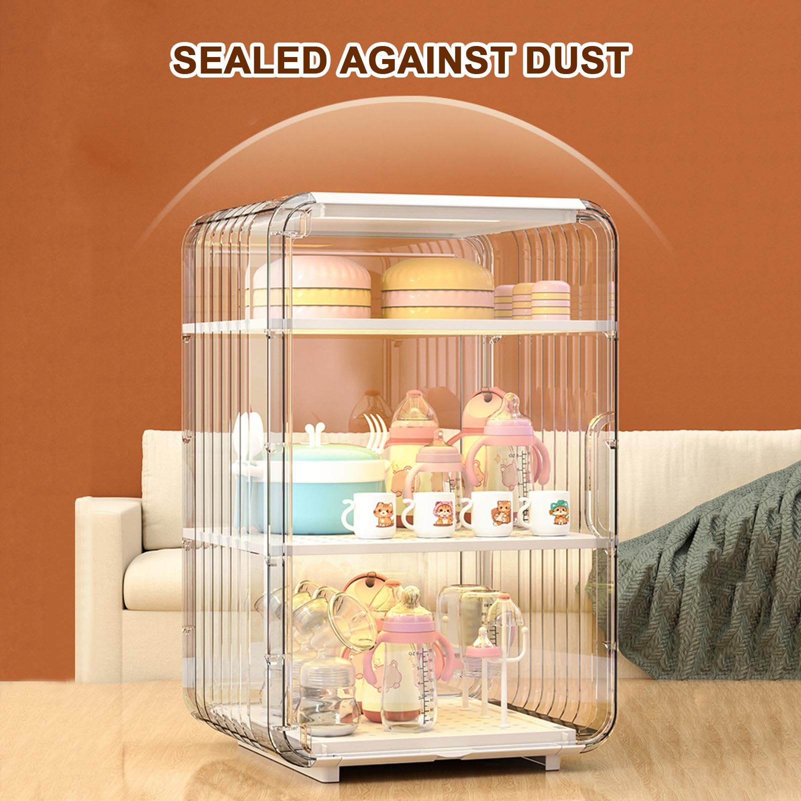 Babyflasche für Babyflaschen - Flaschenaufbewahrung | Organizer für Babybedarf | Große staubdichte Flasche mit Abdeckung für Kühlschrank Schlafzimmer Schlafsaal Badezimmerschrank p