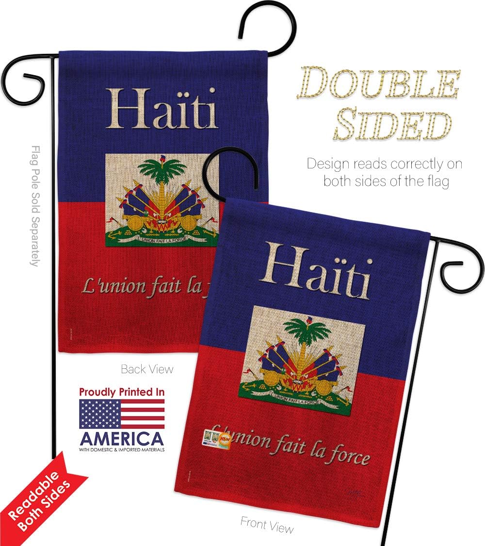 Haiti Burlap Garden Flag Regional Nationality Nation International World Country Particular Area Small Decorative Gift Yard House Banner Double-Sided Made In USA 13 X 18.5