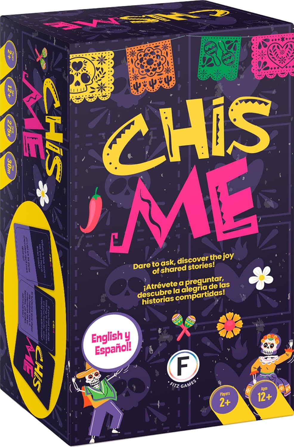 Chisme Party Game - The Realest Spanish Party Game with 275 Hilarious Bilingual Question Cards to Spark Conversation, for Kids & Adults Ages 12+, 2+ Players, 30 Minute Playtime, Made by Fitz