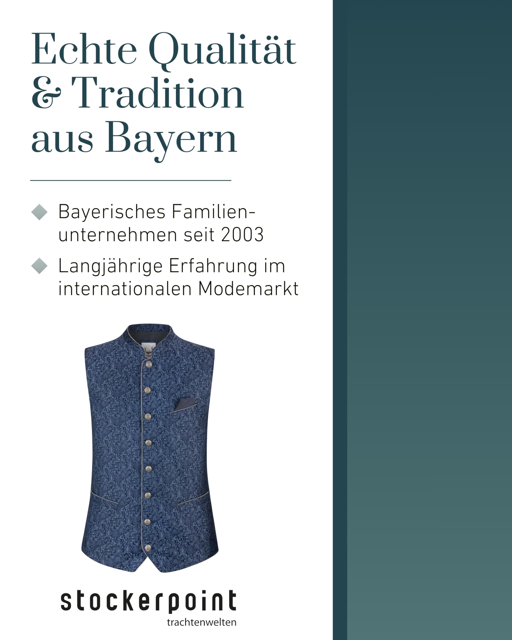 Stockerpoint Herren Trachtenweste Edward I Größe 46-60 I Traditionelle & hochwertige Weste mit verstellbarem Riegel I Perfekt für Trachten & Festlichkeiten