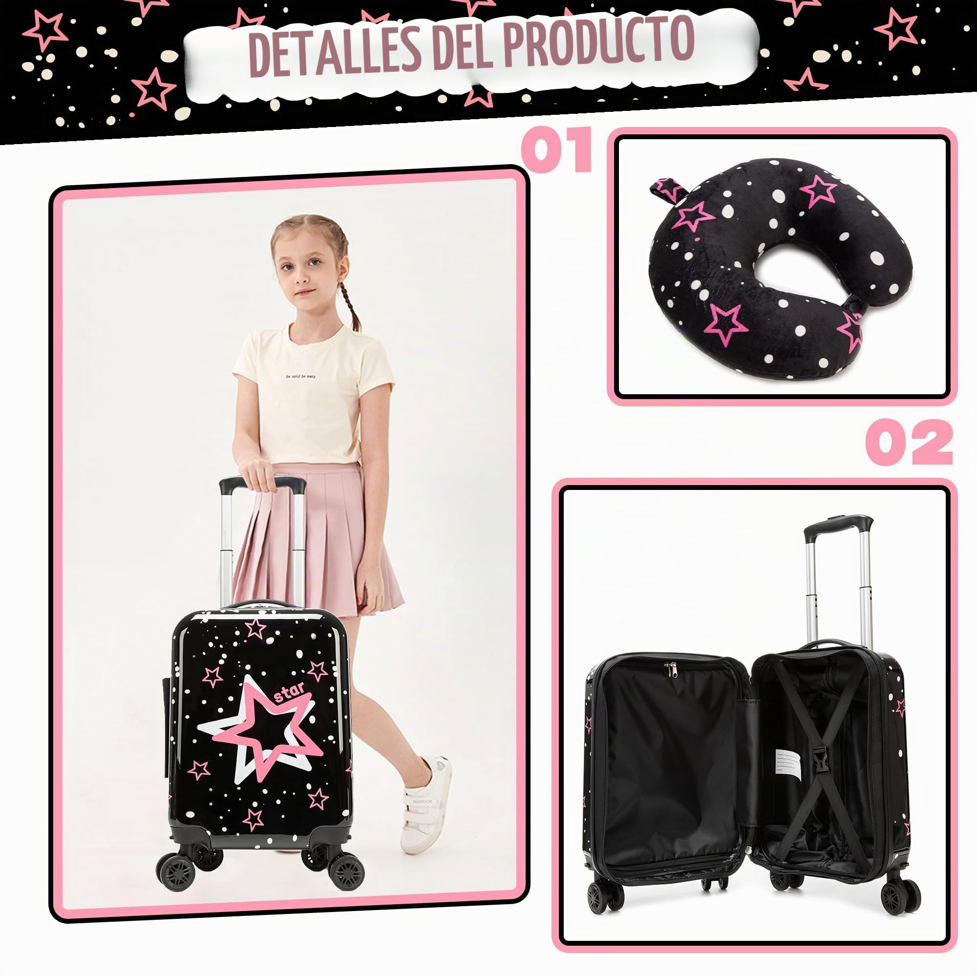 HTgroce Maleta de Viaje Cabina Trolley Infantil. Equipaje de Mano 4 Ruedas Maletas Pequeñas