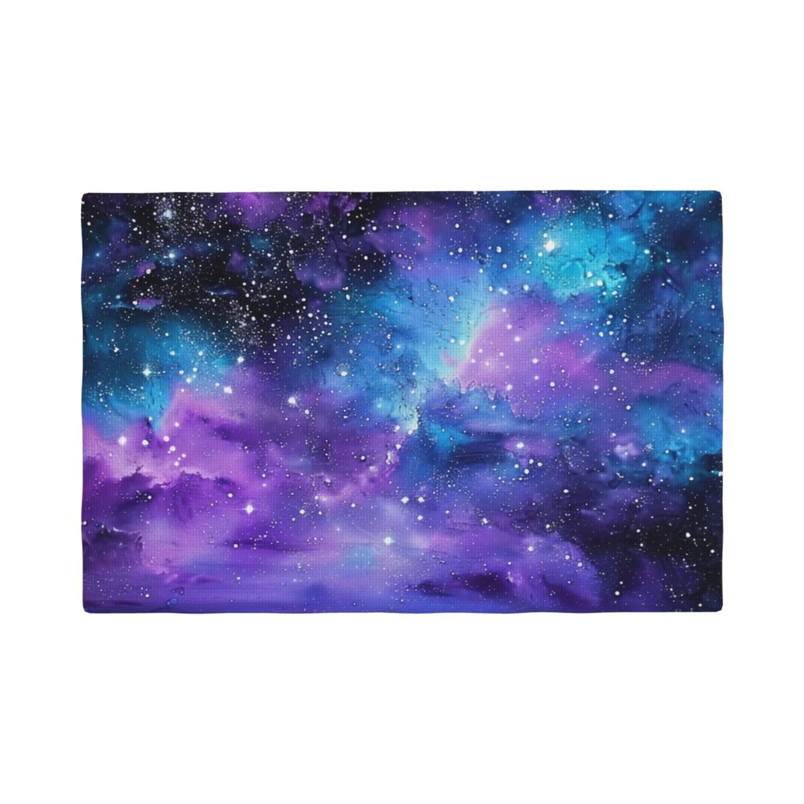 Space colorful clouds Print Placemats Set, Heat Resistant Washable Placemat 12x18in Table Mats for Party Kitchen Dining Table Decoration Indoor Outdoor, Four Pieces