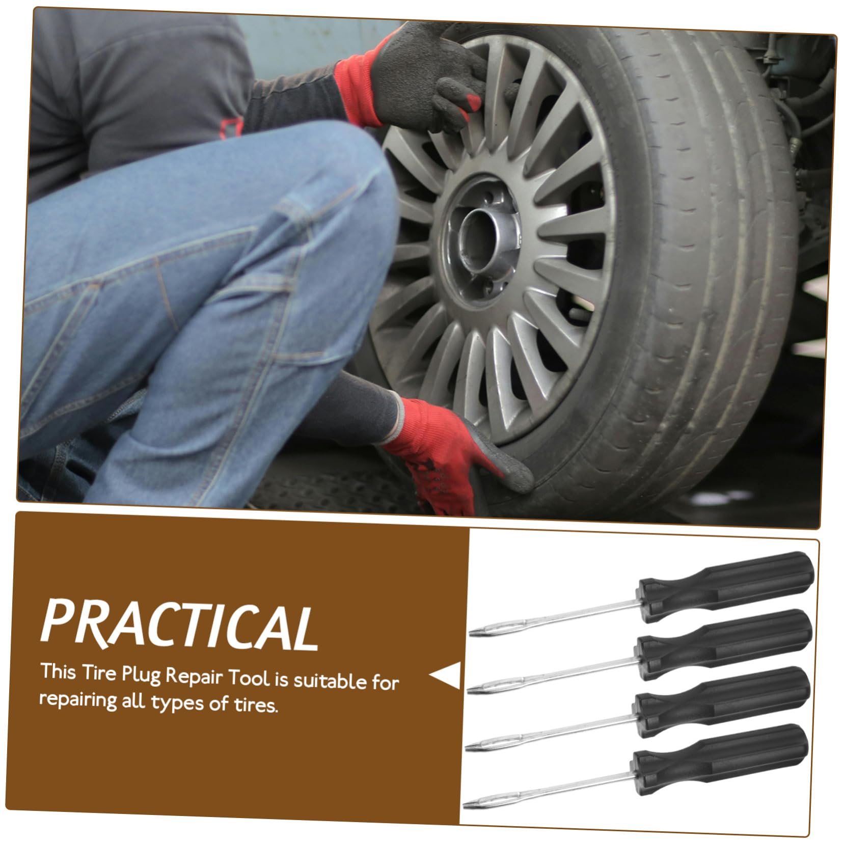 MAGICLULU 5 Set Strumento Riparazione Pneumatici Kit Portatile Per Riparazione Forature E Atv Utensile Per Emergenze Stradali E Problemi 4 Pezzi*5