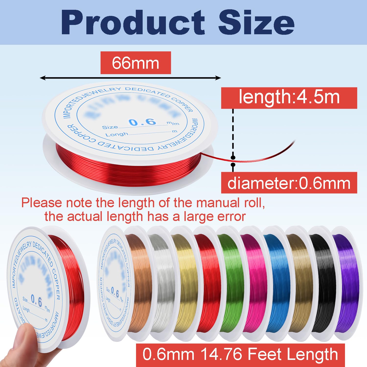 10 Rolls Copper Jewelry Wire, 10 Assorted Colors 0.6 mm Dia. Beading Wire for Jewelry Making Bracelet Earrings Rings Necklaces Flower Craft Projects image 2