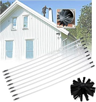 LIYUN Chimney Sweep kit Chimney Brush Rod Kit, Dryer Duct Cleaning Kit, Lint Remover,Extends Up to 12 Feet Synthetic Brush Head Vent Cleaning Kit Chimney Sweep Kit Color 9 Rods, Size 610mm