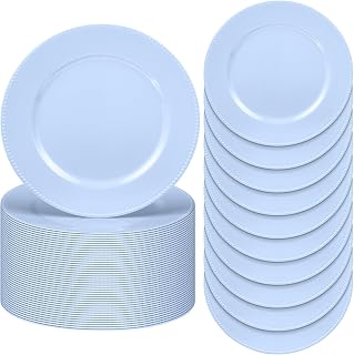 Jinei 36 Pack 13 Inch Light Blue Beaded Round Charger Plates
