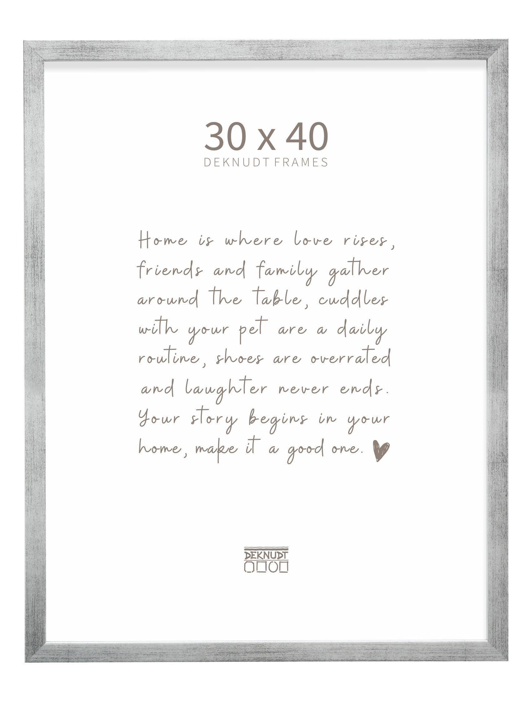 Deknudt Frames - wooden photo frame for 30 x 40 cm photo - silver colour - for photos, posters or posters - S243D1 - to hang