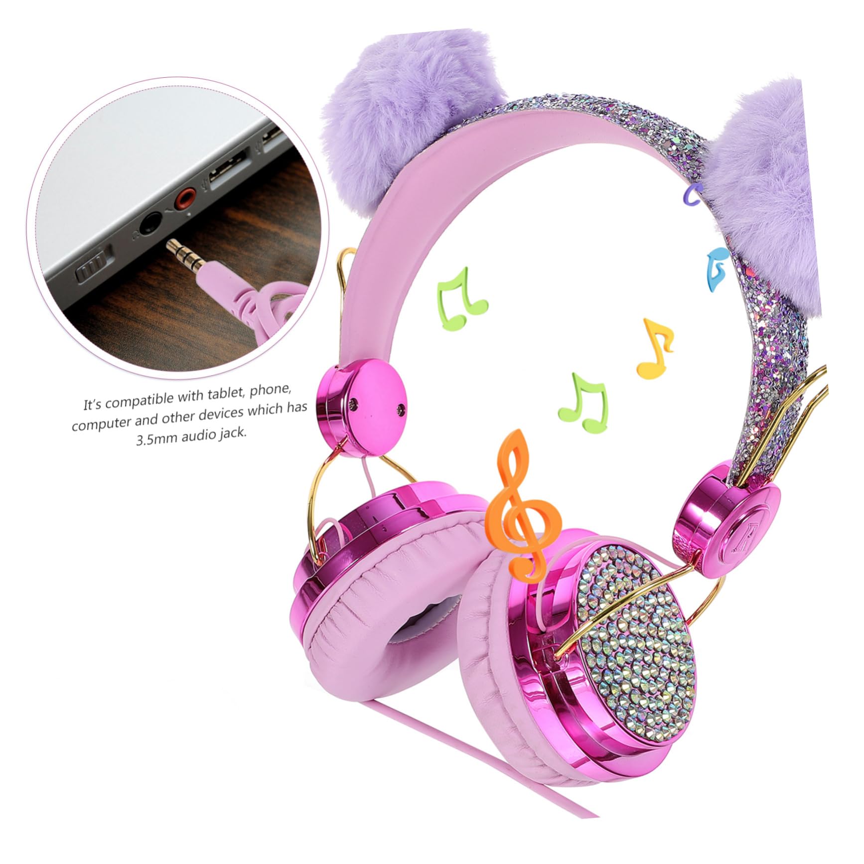 jojofuny 2piezas Auriculares De Peluche Protección Diseño Adorable y Sonido Estéreo Compatible Tablet y Smartphone Volumen Color Aleatorio
