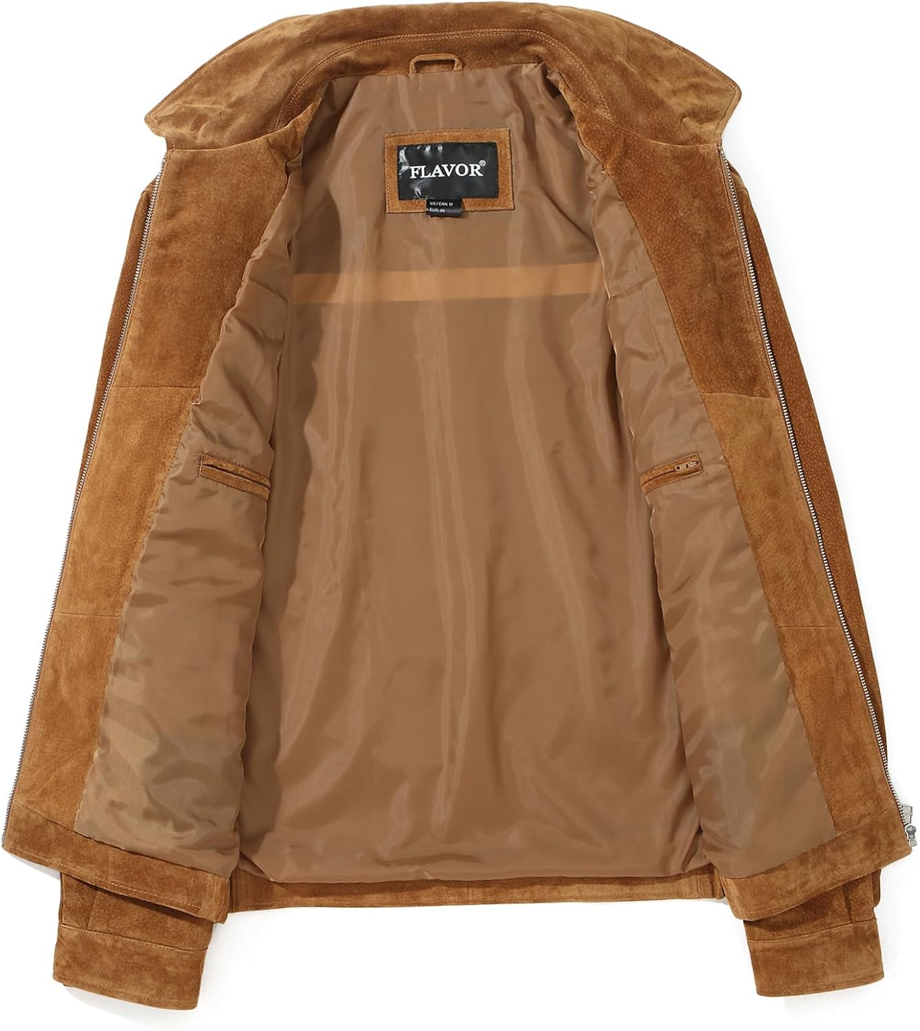 FLAVOR Men's Suede Leather Bomber Jacket Casual Coat for Men - Image 6