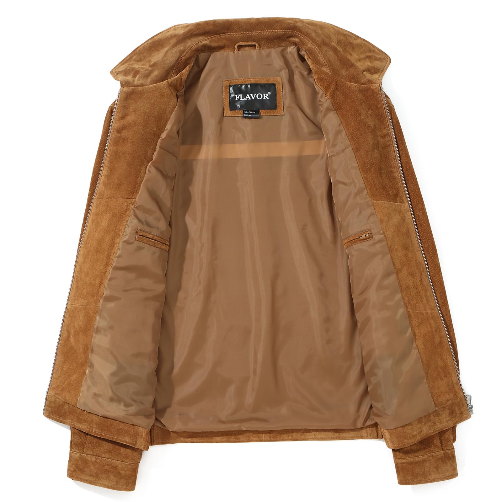 FLAVOR Chaqueta bomber de cuero genuino y ante abrigo casual para hombre