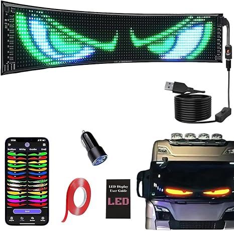 Enhanced Multifunctional LED Sign- 27’’ x 5’’ [2025 Advanced All-in-One Features] Programmable Custom 5V/2A LED Display- Bluetooth APP Control- [Vibrant Full-Color Beads]- Also a Digital Clock