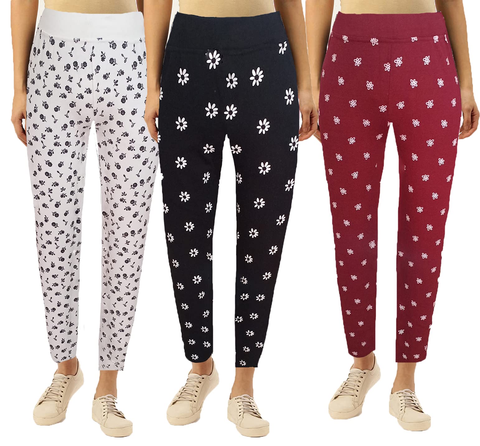 Womens Slim Fit Printed Stretchable Jeggings,Ankle Length with (Multi Color & Waist 26 to 34)(FC 03) (Free Size, Black Grey)-image-7