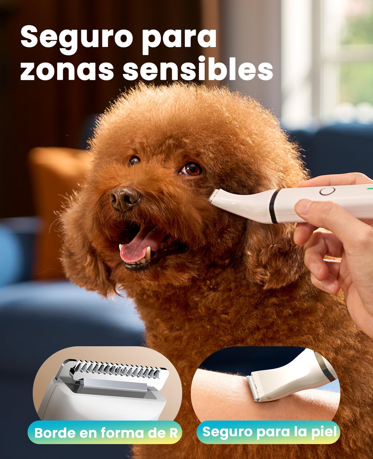 oneisall Cortapelos para perros bajo nivel de ruido para recortar el pelo de perro alrededor de las patas, los ojos, las orejas, la cara y el rump (Blanco)