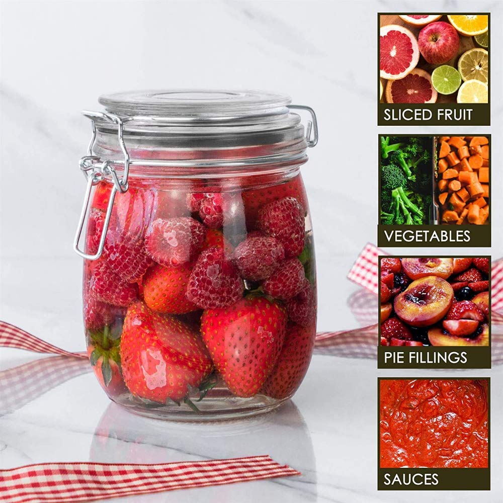 Barattolo Ermetico In Vetro, Zuccheriera Portatile Di Grande Capacità, Contenitore Per Il Tè, Barattolo Kimchi, Vasetti In Vetro Per Stoviglie Con Coperchio A Clip Ermetico Per Frutta -Round||750ml