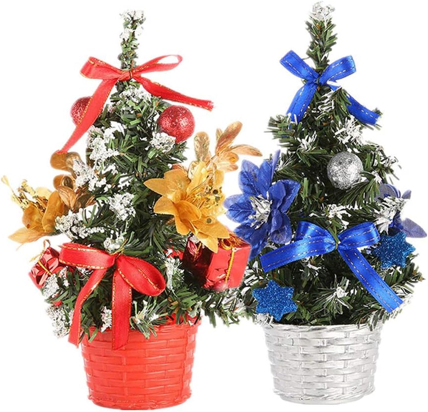 Amosfun 2pcs Mini Desk Christmas Tree Decoration Fake