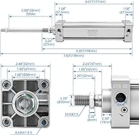 Vista 2 de Baomain Cilindro neumático SC 63 X 25 PT3/8, Diámetro: 2 1/2 pulgadas, Carrera: 1 pulgada, Varilla de pistón atornillada de doble acción
