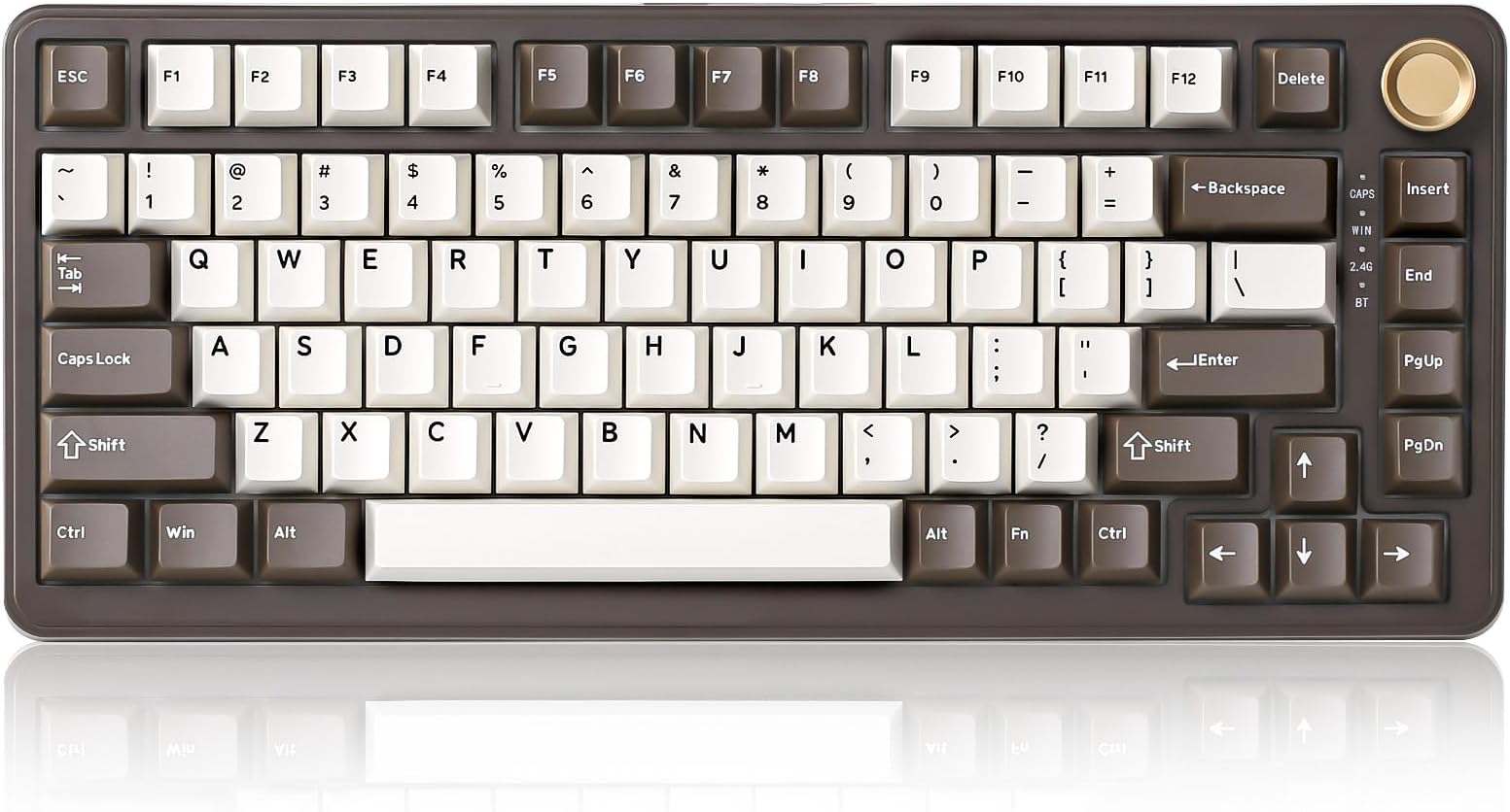 YUNZII B75 PRO Wireless Mechanical Keyboard,75% Layout with Knob,Hot Swap Gasket Structure,Creamy Pre-lubed Switches,RGB Backlit,Bluetooth/Type-C/2.4G for Win/Mac (Coffee Brown, Cocoa Cream V2 Switch)