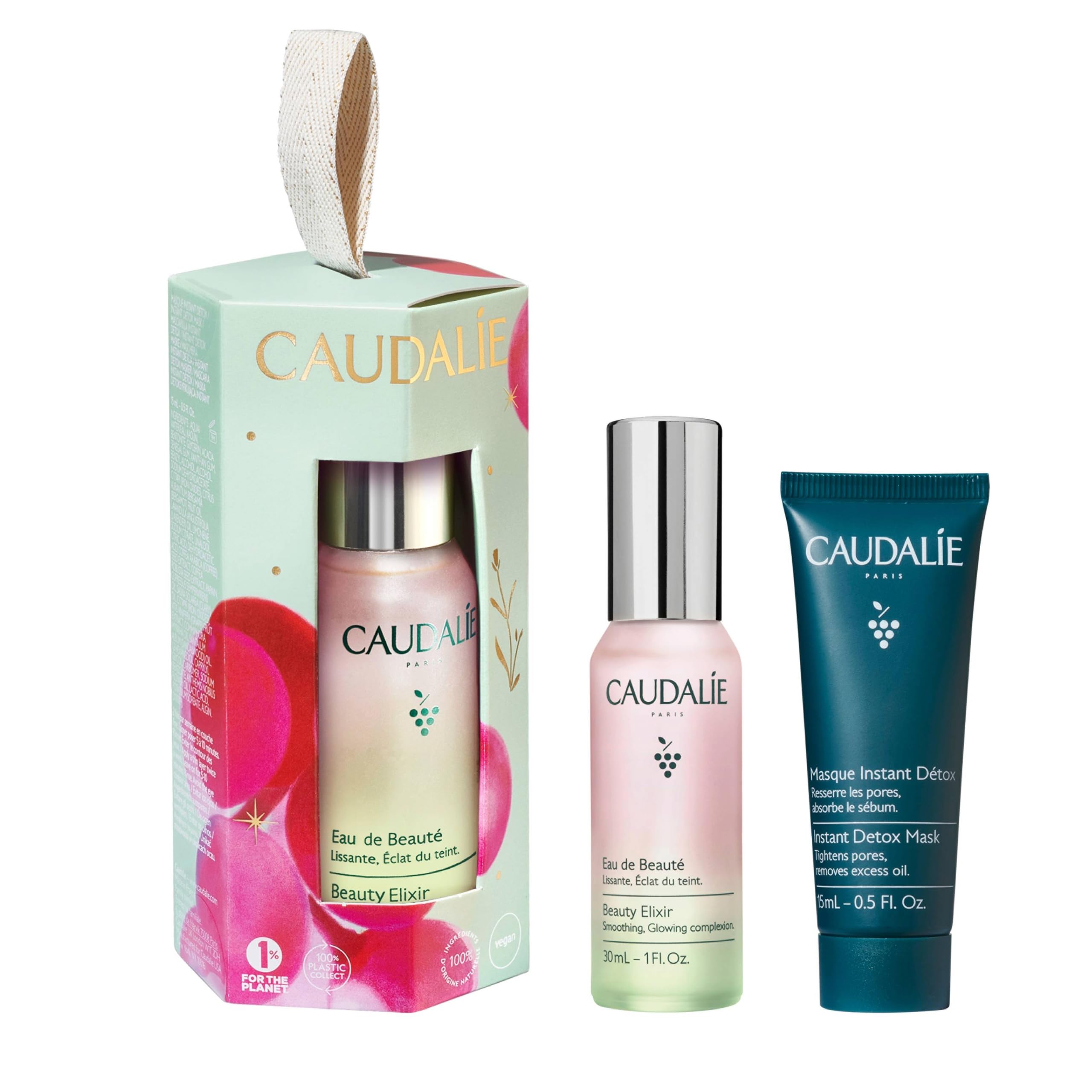 Caudalie Beauty Elixir Travel Size 30ml & Instant Detox Mask Travel Size Duo Gift Set