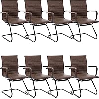 Vista 15 de Sillas de recepción, sin ruedas, silla de conferencia, de cuero, resistente, soporte para la espalda, silla de invitados de oficina, juego de 2 Negro