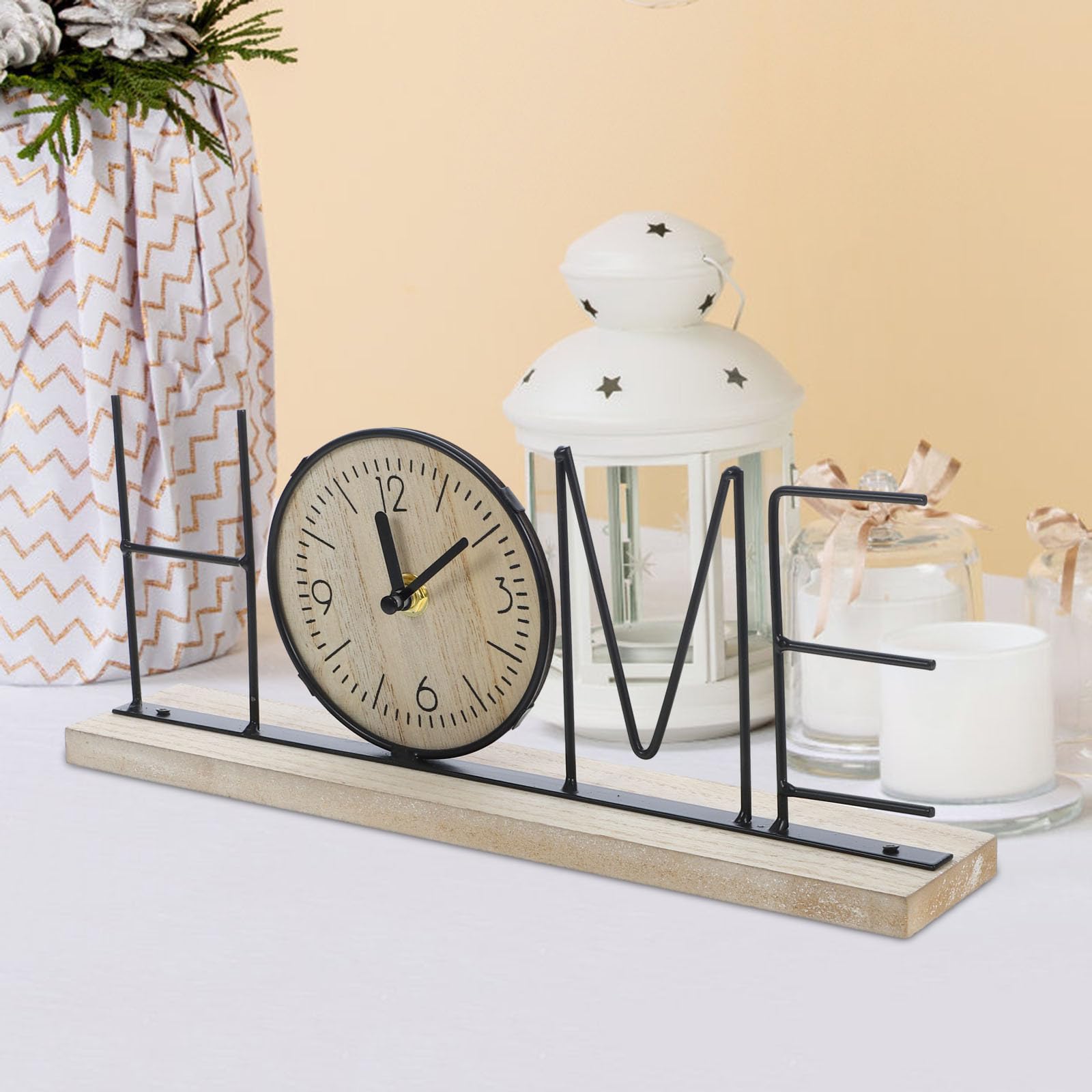 SUPVOX Orologio da Tavolo Decorativo Home Stile Classico in Legno e Ferro