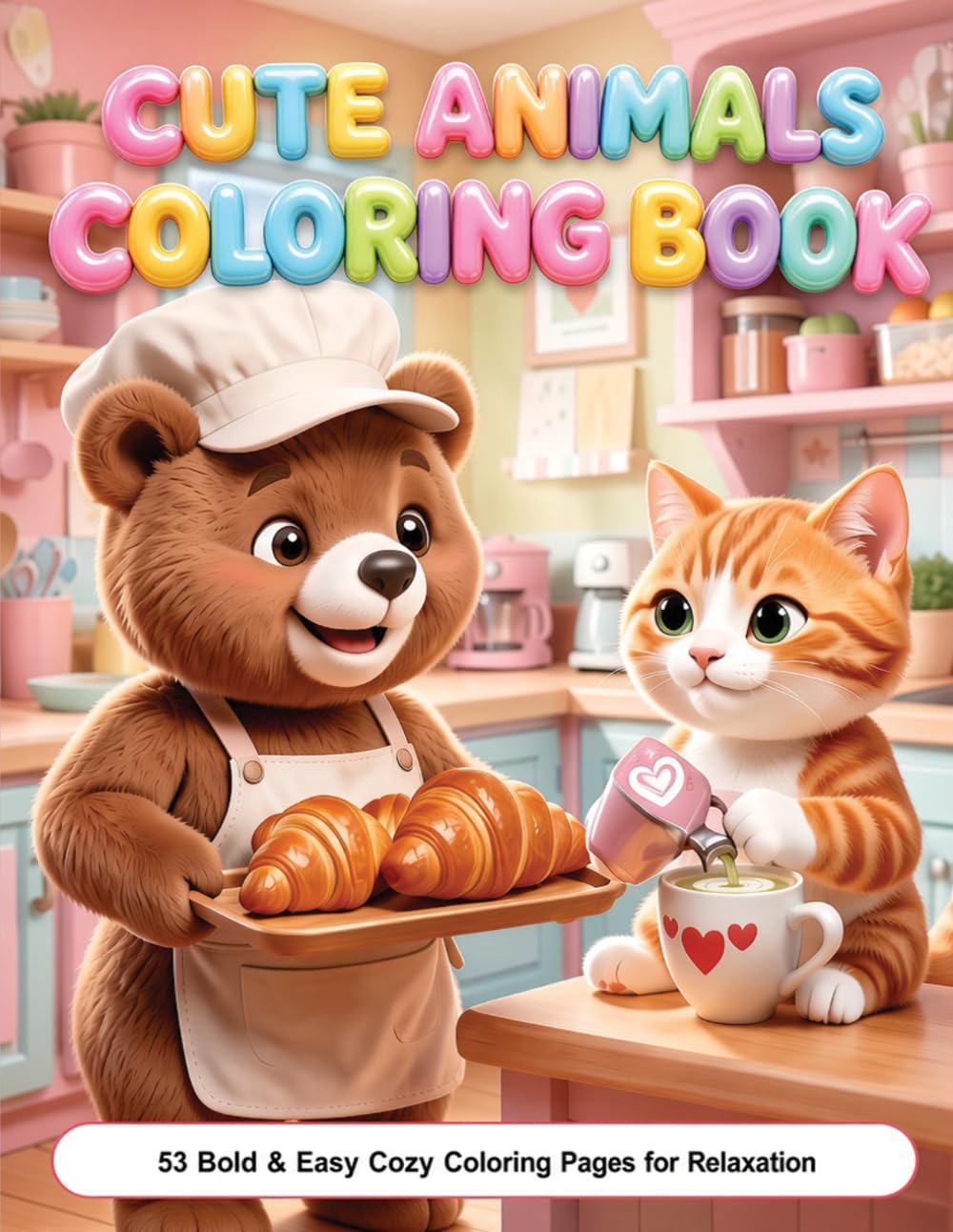 Cute Animals Doing Human Things: A Bold & Easy Cozy Coloring Book for Relaxation, Stress Relief, and Mindfulness (8.5 x 8.5 in)