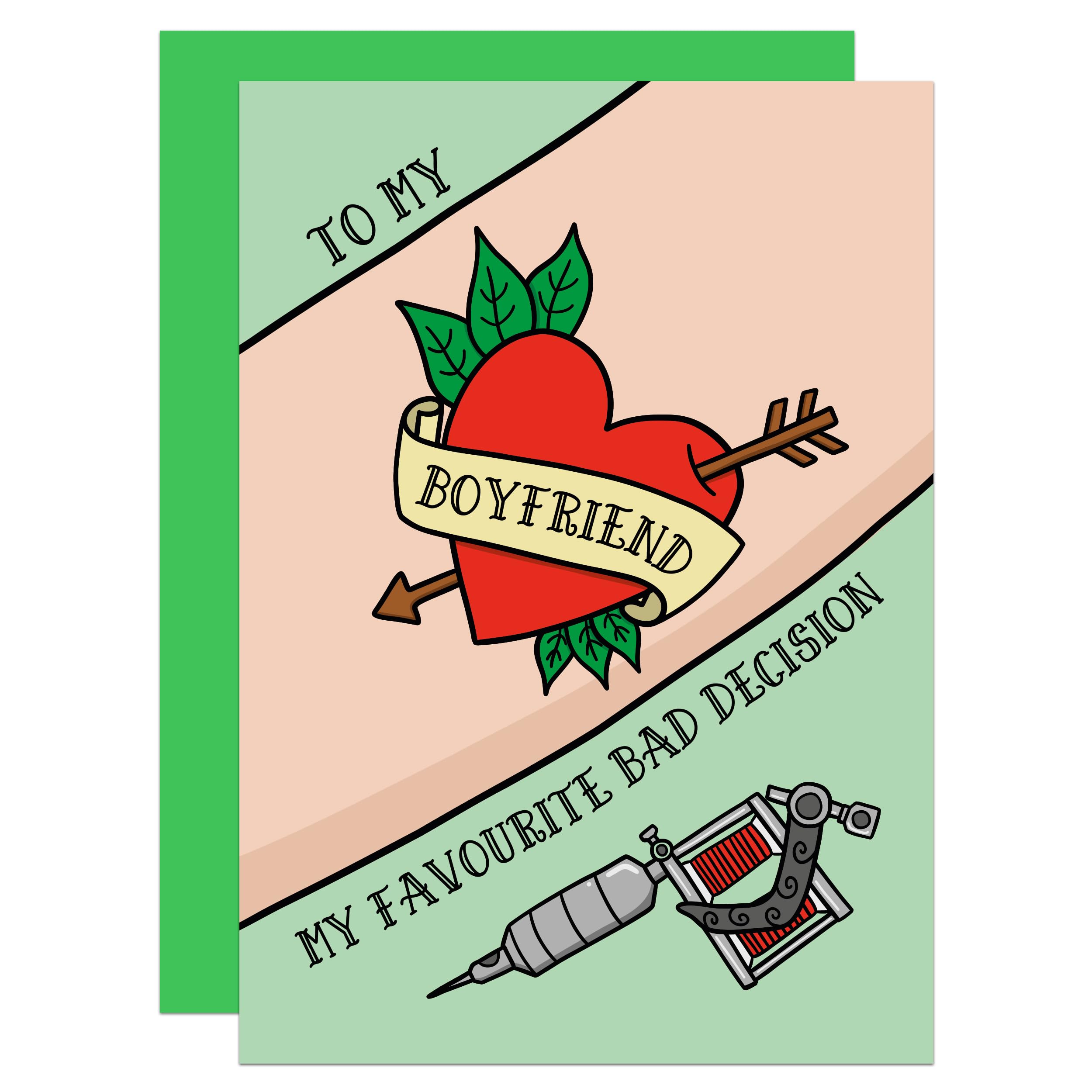Tattooed Boyfriend Card, Love Tattoos, Valentines Day, Anniversary, Bad Decision, Funny, From Girlfriend (Boyfriend)