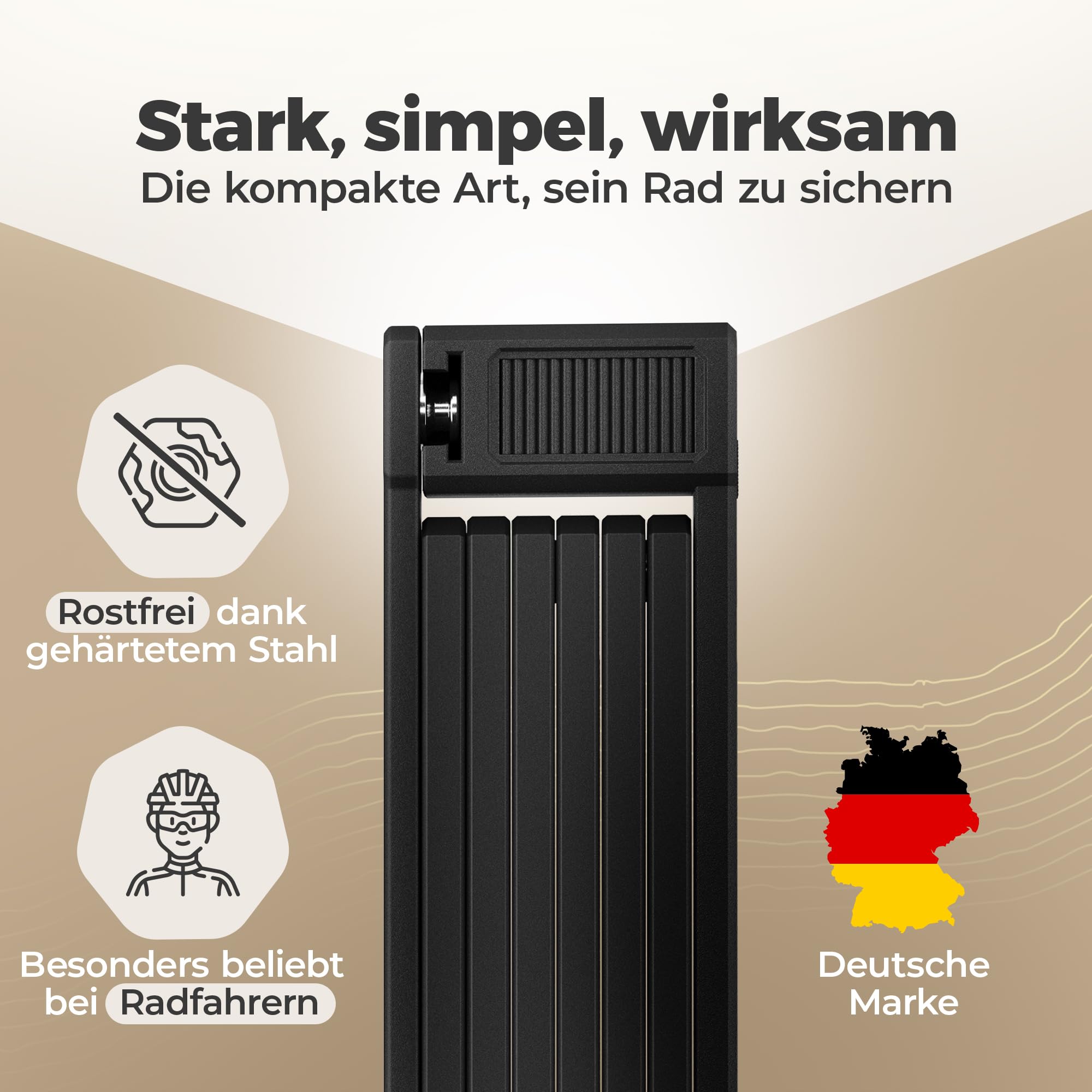 Fahrradschloss hohe Sicherheit Faltschloss Fahrrad 120cm 3 Schlüssel inkl. Halterung sh, Schloss für E-Bike, Gravelbike & Rennrad, extrem sicher, Sicherheitsstufe 10-15 Faltschlösser bike lock